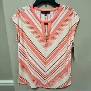Women's Striped Pink and White Top Sz M Vintage Rose NWT
